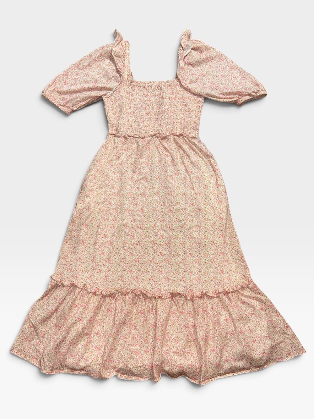 Vineyard Vines Cotton Silk Smocked Puff Sleeve Floral Midi Dress Size S